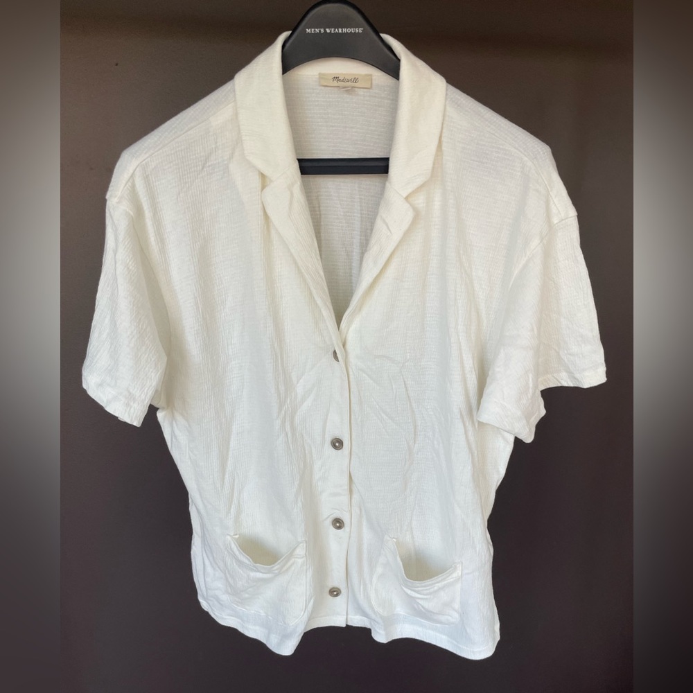 Madewell ivory cotton button up shirt- like new!